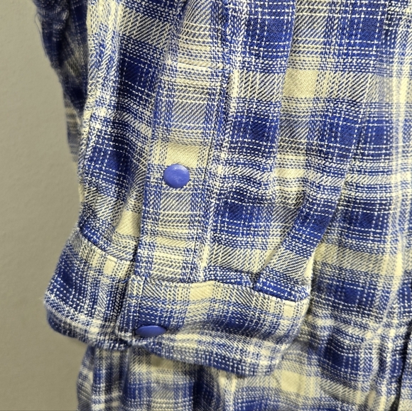 Under Armour UA Tradesman Blue Gray Flannel Shirt Long Sleeve Snap Men's Size La - Picture 5 of 6